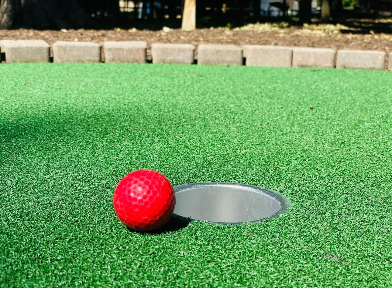 Mini Golf Ball near Hole